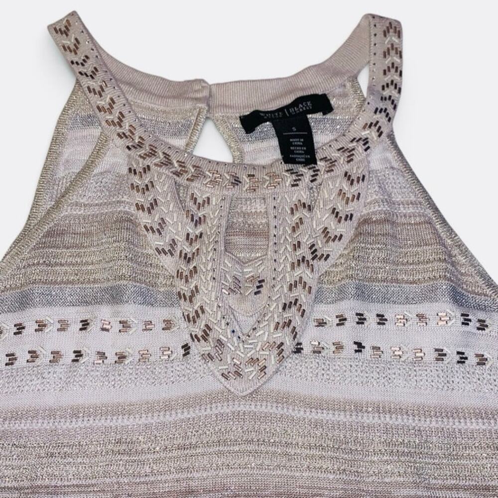 WHBM White House Black Market Sleeveless Sweater Sz Small Bead Sparkle